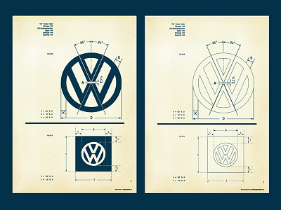 Recreated Vintage VW Logo Specification Poster for Download