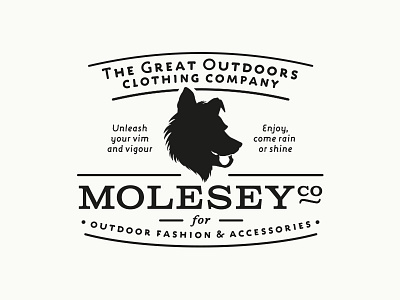 "MoleseyCo: The Great Outdoor Clothing Company" Logo Design dog logo design portfolio retro vintage