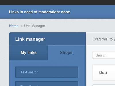 Link manager web app input field tabs user interface ux web app