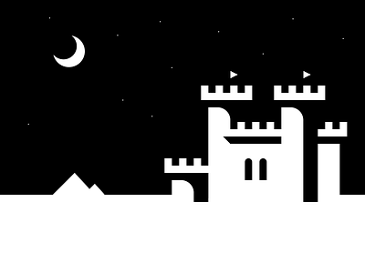 Black and white castle castle challenge grid illustration night vector