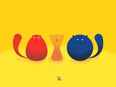 tree cats with no straight lines cats challenge colors fun illustration yellow