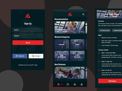 fitness app app design illustration mobile app typography ui ux