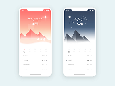 Weather1 app，ui， illustration，colors