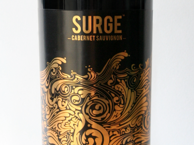 Surge Front alcohol bottle bronze foil label liqour metallic package packaging retail sticker wine