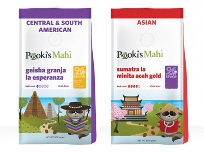 Coffee Bags 2 of 2 - Pookis Mahi coffee cultural food illustration package packaging whitney world