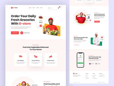 Grocery Food Delivery Website delivery services design ecomm ecommerce eshop food groceries groceries cart shopping grocery grocery store landing landing page online delivery online shop shop ui ux vegetables web design website