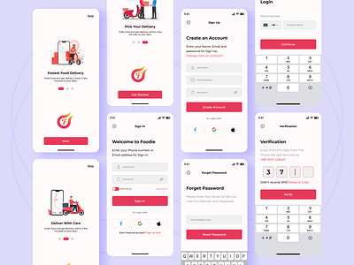 Food Delivery App Login Pages app app design delivery app delivery service design dinner eating fast food food food app food delivery application food delivery service food design food order foodie lunch mobile ui ux