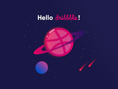 Hello Dribbble dribbble gradient hello newbie planet player space