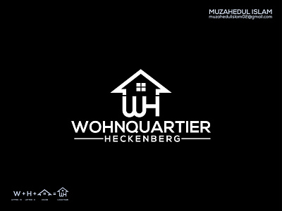 WOHNQUARTIER LOGO apartment logo branding h logo home logo house logo logo luxury logo real estate logo w logo wh logo