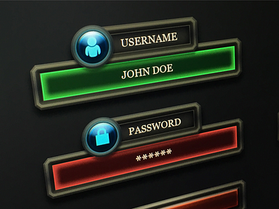 MMORPG UI Login Elements