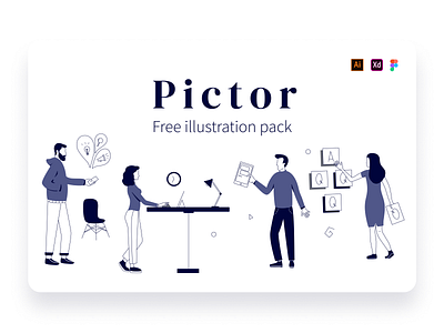 Pictor Free Illustration Pack ai corporate digital illustration figma free illustration freebie graphic design illustration office startup vector web illustration xd