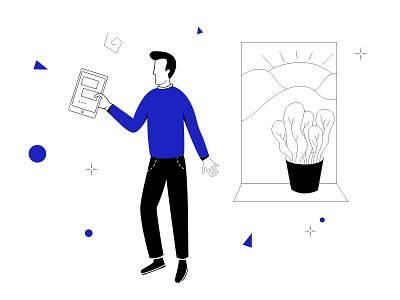 Man with Ipad Start Up Illustration