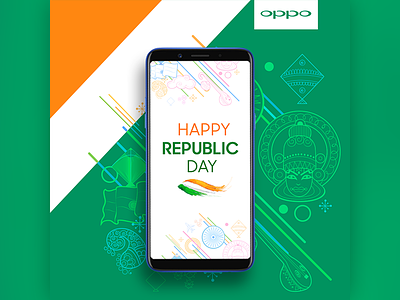 OPPO (Republic Day) clean design graphics illustrations mobile oppo republic day