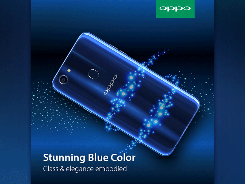 Oppo ( Stunning Blue Color ) blue color design graphics mobile neat clean oppo phone stunning