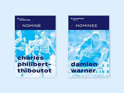 Gala cards blue branding design invite logo minimal running track and field typography