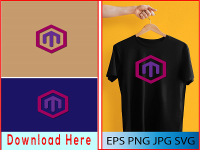 M Polygon Logo Design and Template