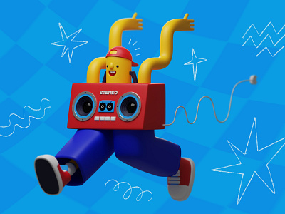 Radio Kid 3d blender character character design design kid radio recorder