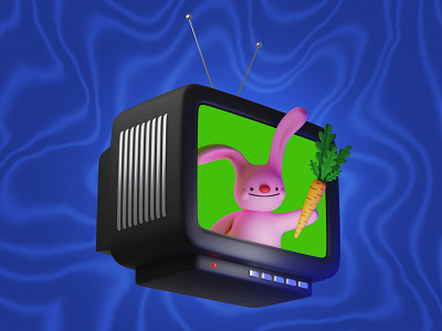 wanna carrot? 3d 3d illustration blender bunny carrot grain illustration rabbit tv
