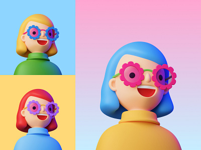 my favorite glasses 3d blender character design girl glasses graphic design illustration people portrait