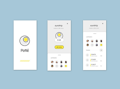 Potlé - Expenses Splitter App app clean ui design flat flatdesign illustration logo materialdesign ui ui design ux