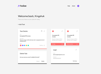 Todae app component design flat productivity task todo ui web