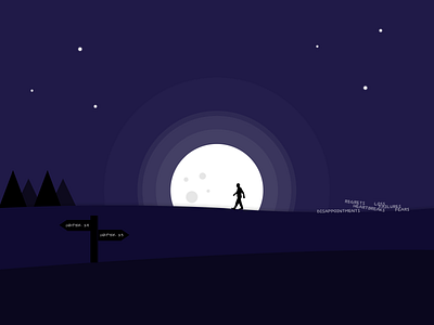 Moving On illustration moon night vector