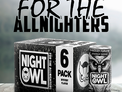 Night owl energy drink branding can energy drinks logo package design