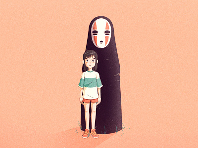 Spirited Away | Chihiro & No Face chihiro film ghibli illustration miyazaki no face spirited away