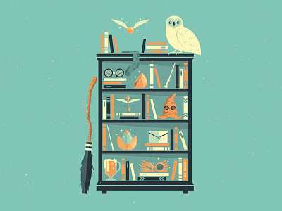 Rowling | Harry Potter Shelf harry potter he who shall not be named hedwig illustration nimbus rowling shelf vector