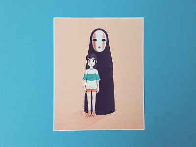 Spirited Away | Chihiro & No Face print chihiro film ghibli illustration miyazaki no face print shop spirited away