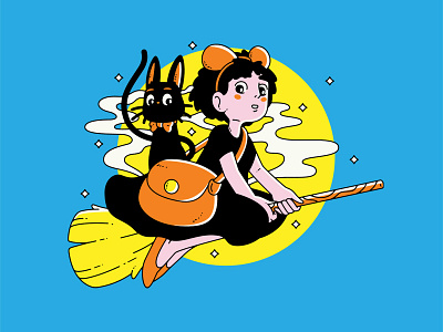 Kiki's Delivery Service ghibli illustration jiji kiki kikis delivery service miyazaki