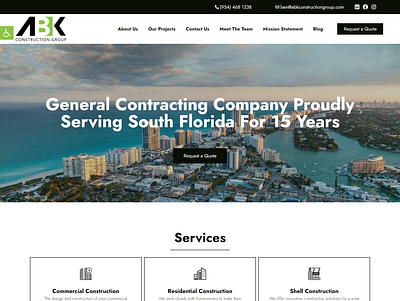ABK Construction Group - Construction Company Website branding branding identity construction elementor pro general contractor logo web web design website development wordpress