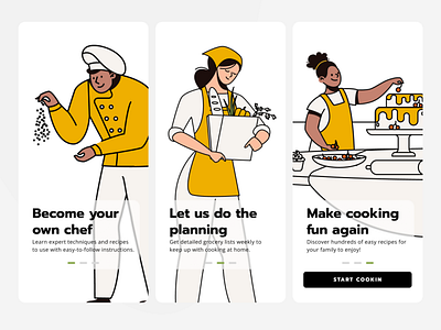 Cooking App Onboarding Concept design drawkit illustration mobileapp ui