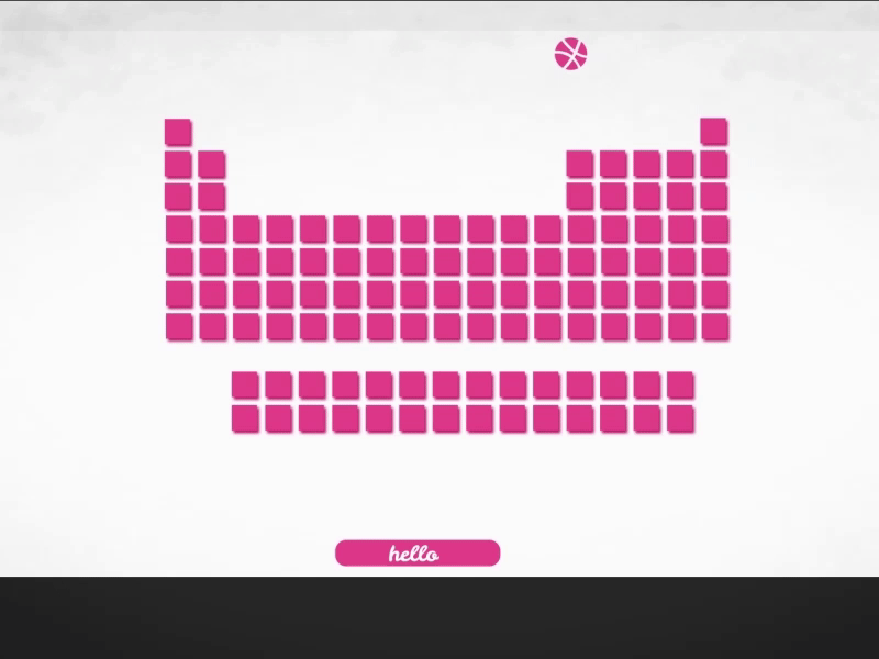 Hello Dribbble! 2d animation bricks dynamic game gaming gif hello motion motion design periodic table science