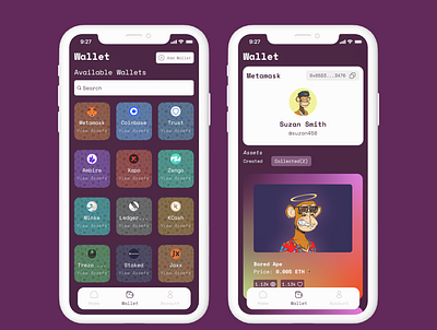 Vector Wallet dailyui dailyuichallenge design ui web3 webdesign nft nftdesign
