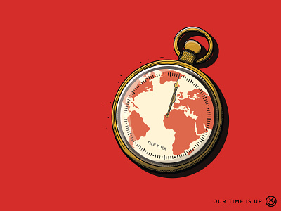 Our Time Is Up clock creative earth global warming happy impulse happyimpulse illustration play pocket watch tick time tock watch