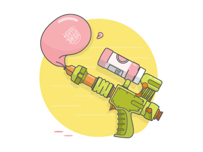 Happy Arsenal: Bubble Gun bright bubble drawing fun gum gun happy illustration play playful pop weapon