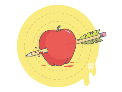 Practice apple arrow feather food fun happy impulse pencil playful shot target