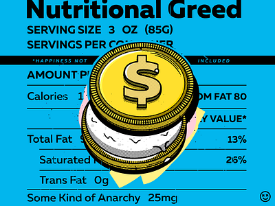 Nutritional Greed coin cookie desert greed happy impulse happyimpulse illustration money oreo