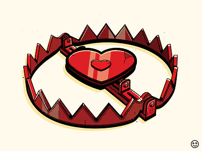 Love trap design happyimpulse heart heartbroken illustration love playful trap weapon