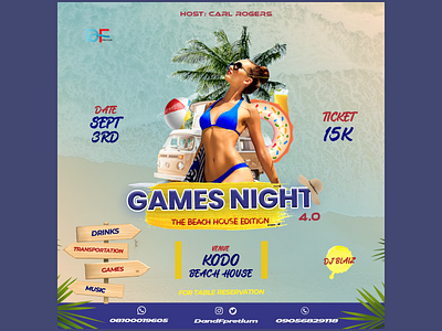 Game Night 4 beach flyer beach house flyer branding design flyer games night flyer graphic design