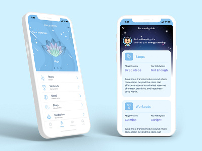 DeepH App figma good vibes health app healthy lifestyle meditation app meditations mobile app design uxui design yoga app
