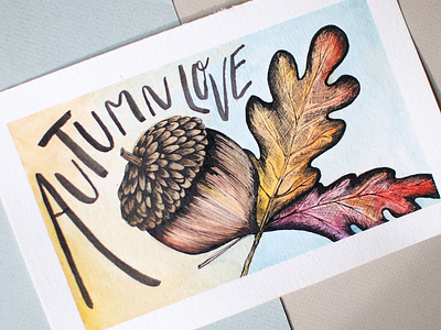 Autumn Love autumn fall handmade illustration ink watercolor