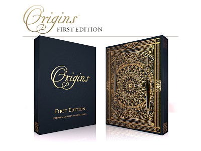 Origins Pack box case detail etching origins ornate packaging playing cards