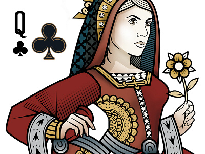 Queen Detail origins playing cards