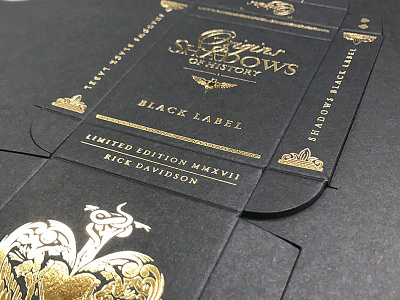Black Label foiled gold origins playing cards print shadows