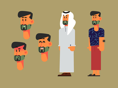 A Kuwaiti man ٌready for vacation anmation charcter charcter design illustration kuwait man motion sea vacation