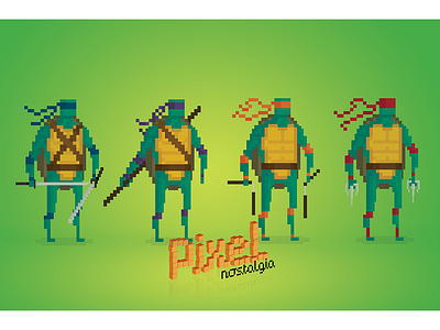 Pixel Nostalgia: TMNT 90s cartoon donatello fanart game illustration leonardo michelangelo pixel raphael tmnt turtle