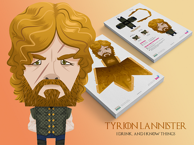 Tyrion Papertoys craft design flat game of thrones got illustration lannister paper paper craft papertoy tyrion vector