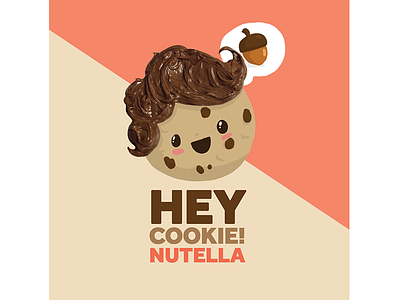 Hey Cookie Nutella Flavor branding cookie cute design flat design food graphic design logo modern nutella social media